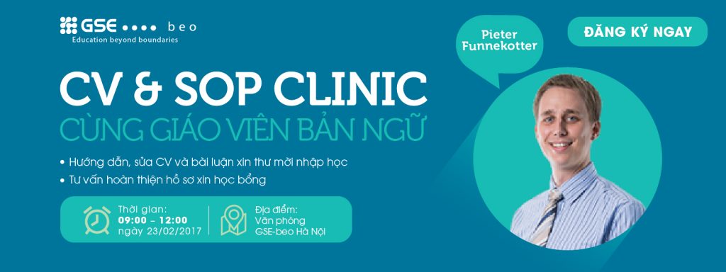 “SOP CLINIC” – CƠ HỘI VÀNG HƯỚNG DẪN SỬA BÀI LUẬN DUY NHẤT TRONG THÁNG 02 TẠI HÀ NỘI CÙNG THẦY PIETER