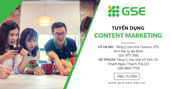 Tuyển dụng Tháng 2.2020 – Nhân viên Content Marketing tại Hà Nội