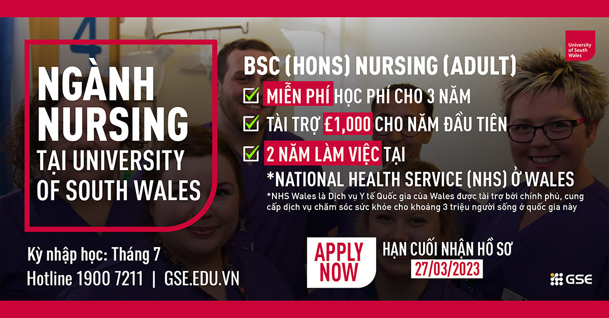 Miễn học phí 3 năm Cử nhân ngành Nursing tại University of South Wales, Anh Quốc