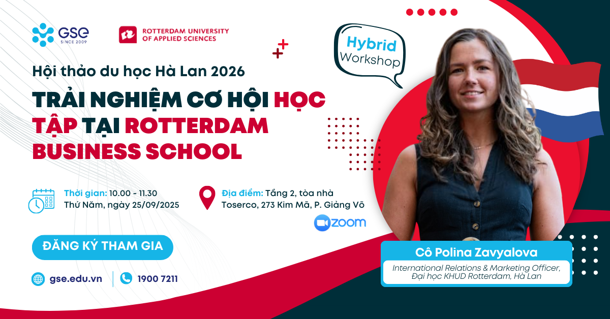 Hội thảo du học Hà Lan 2026: Trải nghiệm cơ hội học tập tại Rotterdam Business School